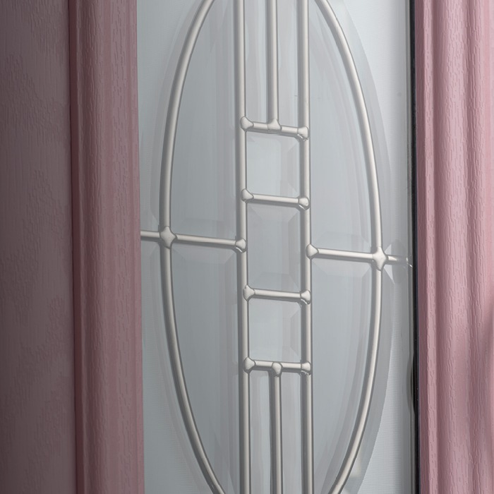 Pink composite door with Glass design on show